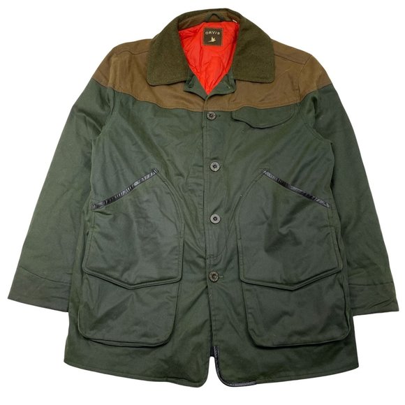 Orvis Other - Orvis Mens Waxed Canvas Front Loader Field Coat Sz L Olive Green Pockets Hunting